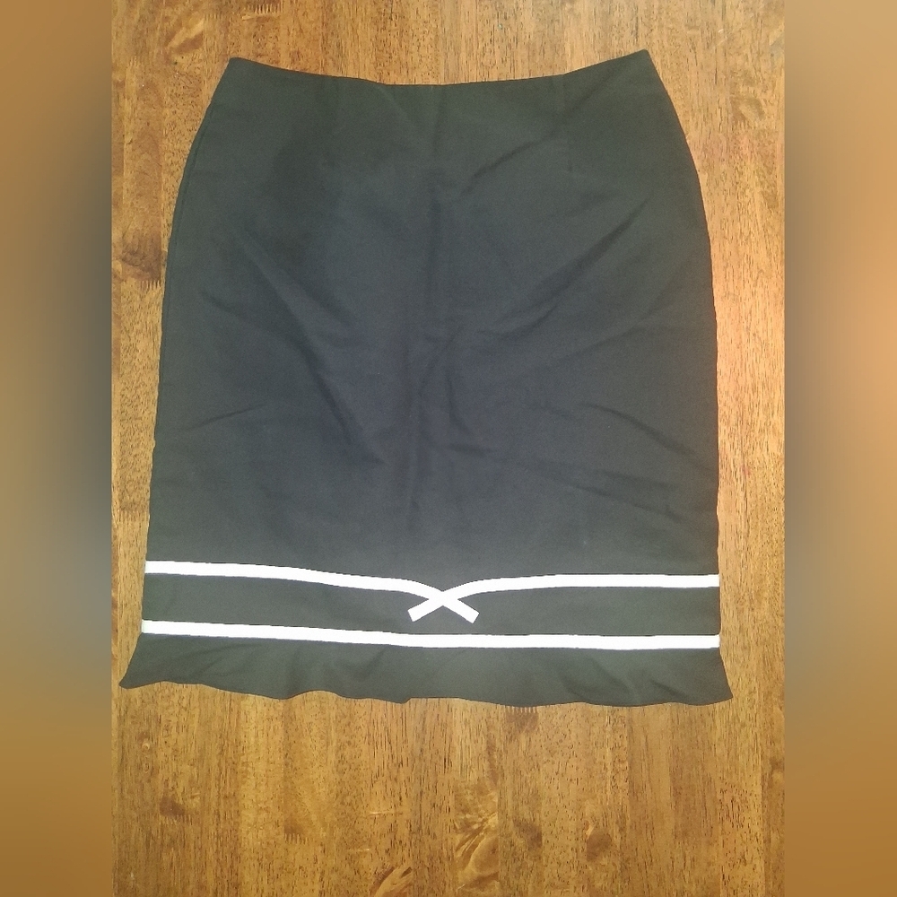 Ecetera 100% Cotton Black And White Pencil Skirt Midi 10